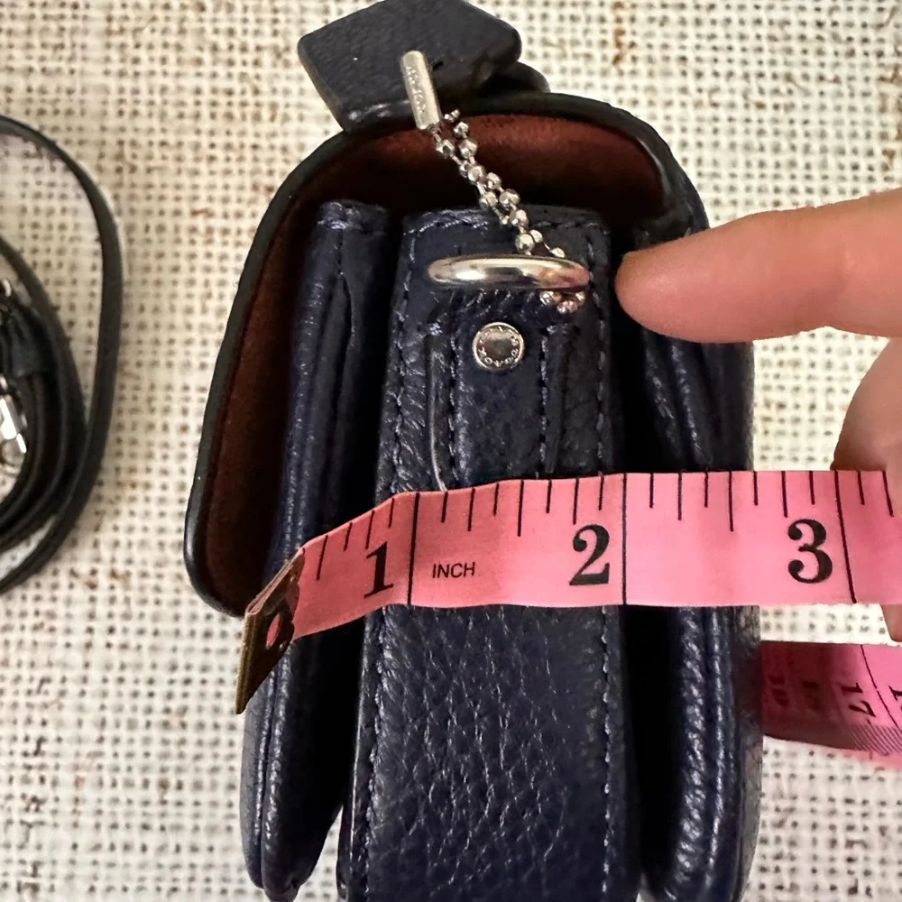 Coach Refined Pebble Leather Cassie Crossbody 17 in Navy with Silver hw - Picture 9 of 13
